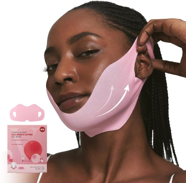RAR Firming Gel Mask 4 pieces, double chin facial lifting mask, cooling and anti-floating facial firming band, tightens sagging skin