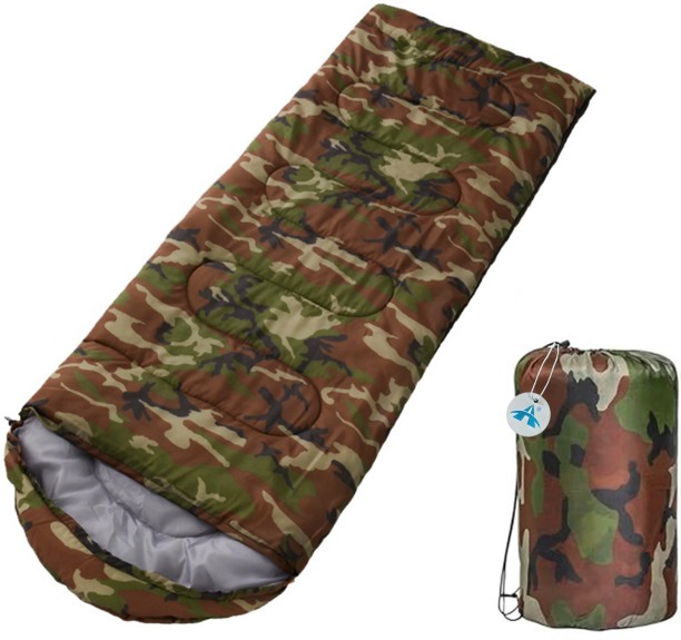 ALANES 3 Seasons Envelope Hooded Camping Sleeping Bag (180+30)x75cm - Camo Sleeping Bag