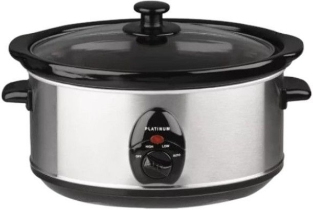 Platinum Oval Glass Slow Cooker Ceramic inner pot 3 heat settings 190W Slow Cooker