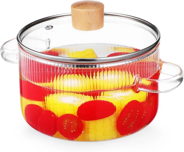 msn Glass Soup Pot Glass Cookware Slow Cooker for Stove, Canning Pot, Glass Saucepan with Lid, Kitchen Soup Pot, Pots with Lids, Food Supply Slow Cooker