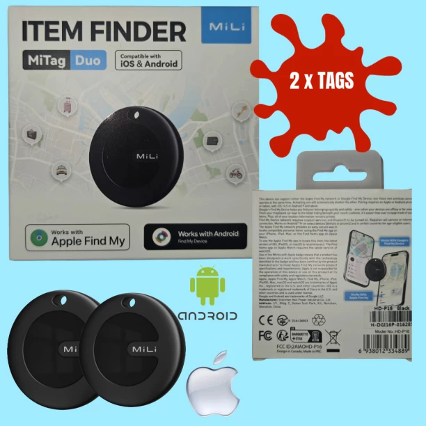 MiLi MiTag iOS and Adnroid Tracking TaG with Key Ring - Black Location Smart Tracker