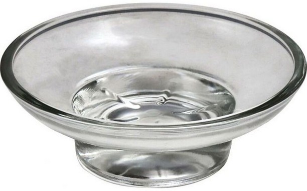 HomewareOnline Glass Soap Dish Round Replacement - Transparent Health & Beauty - Bath Care & Fragrances Soap Case For  Adults