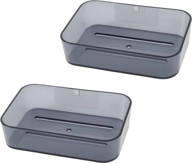 Bathlux Navy Blue Clear Soap Dish Holder 2 Piece - 13.3x8.9x3.1cm Household - Housekeeping & Laundry Wall Mountable Soap Case For  Adults