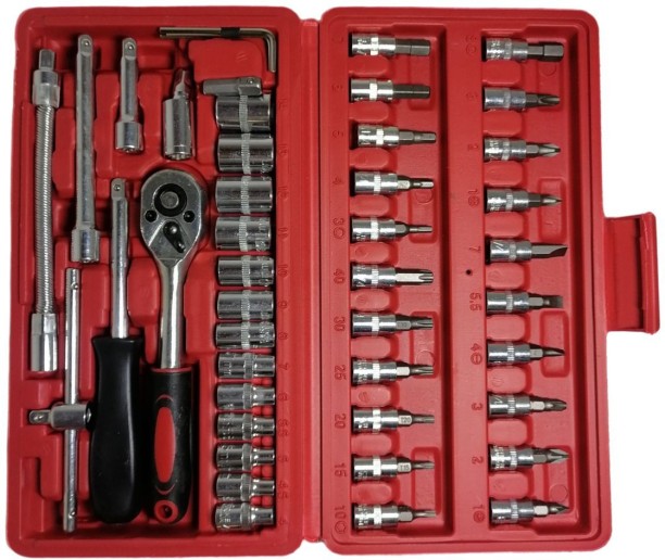 ELCTRO WORLD Ratchet Wrench socket Tools set-1/4 inch 46pcs Socket Set