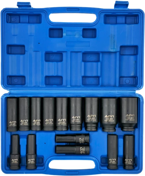 AIYI AY017-044 15-Piece 1/2 Inch Deep Impact Socket Set