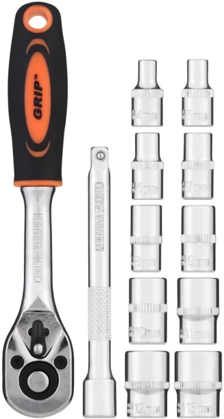 Grip Socket Set 1/4" Drive 12pcs Socket Set