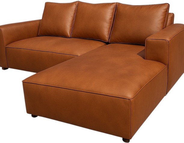 TACH LUXURE Sicily Leather Couch winsor tan Semi-aniline Leather 3 Seater  Sofa