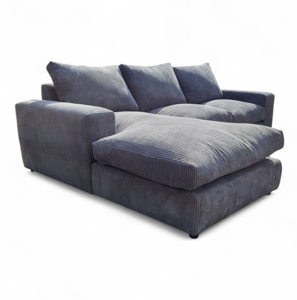 TACH LUXURE Ever Corner Coach - Corduroy - Grey-Right Corduroy 3 Seater  Sofa