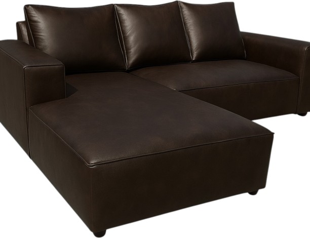 TACH LUXURE Sicily Leather Couch Dark Brown Corrected Leather 3 Seater  Sofa