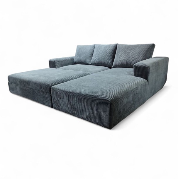 tach luxure Joshy L Shape Sofa + Storage Ottoman Corduroy 3 Seater  Sofa