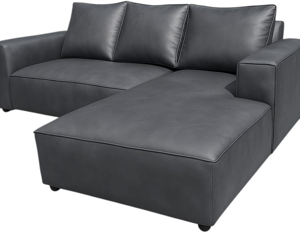 TACH LUXURE Sicily Leather Couch Grey Corrected Leather 3 Seater  Sofa