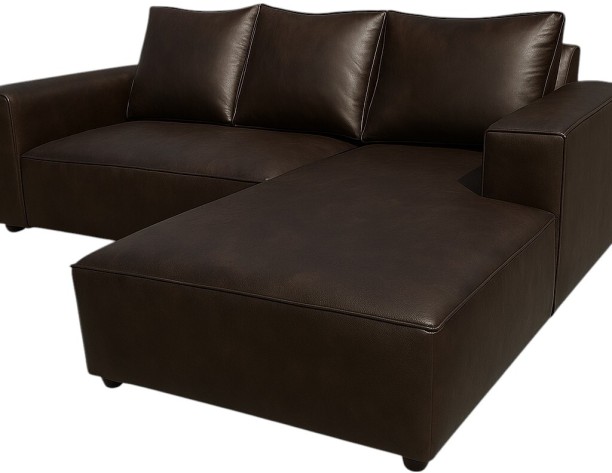 TACH LUXURE Sicily Leather Couch Dark Brown Corrected Leather 3 Seater  Sofa