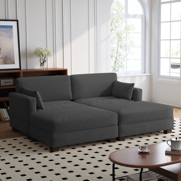 TACH LUXURE Colly II Seater Modular – Corduroy – Gre Corduroy 2 Seater  Sofa