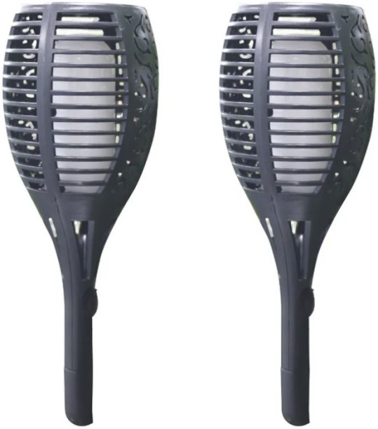 FineBlue Solar Flickering Flame Torch Wall Light- 2 Pack Solar Light Set