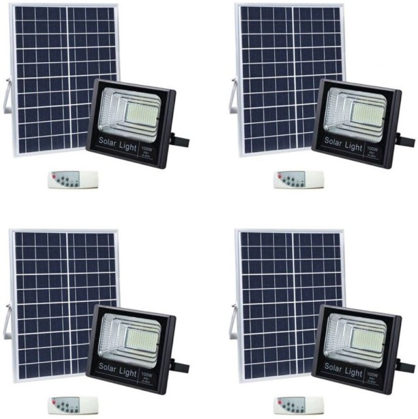 Generic 100W Solar LED Flood Light With Remote - 4 Pack Solar Light Set