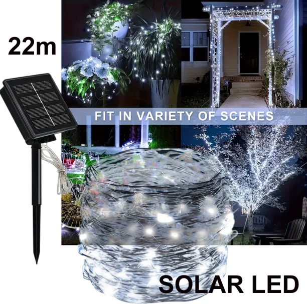 Egorip 22m Solar LED Outdoor String Lights Solar Light Set
