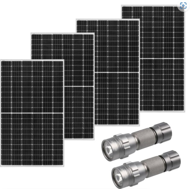 ecco 410w Mono Solar Panel and Stier Torch - 4 Pack Combo Solar Panel