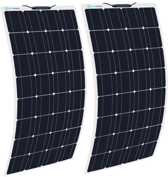 FocusOutdoor 250W Monocrystalline High Efficiency Flexible 2pcs Solar Panel
