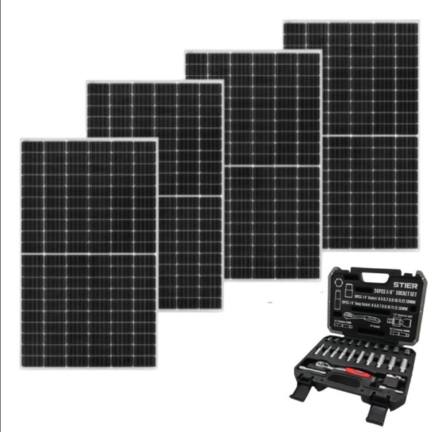 Oem 580W Mono Solar Panel And Socket Set - 4 Pack Combo Solar Panel