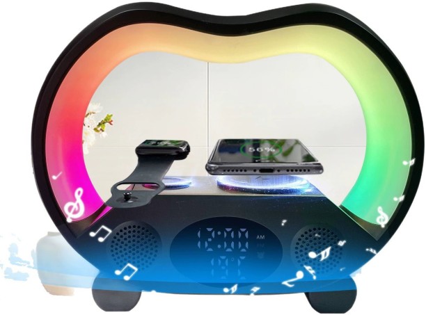 Happyfun 6-in-1 Smart Bluetooth Speaker with Wireless Charging Bluetooth Home Audio Speaker 2.0