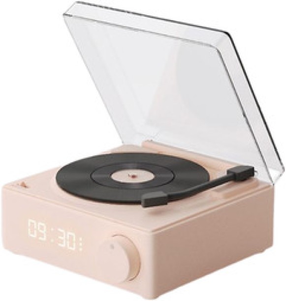 Vitaease Vintage Vinyl Speaker with Portable 360 Sound & Alarm Clock Bluetooth Home Audio Speaker 2.0