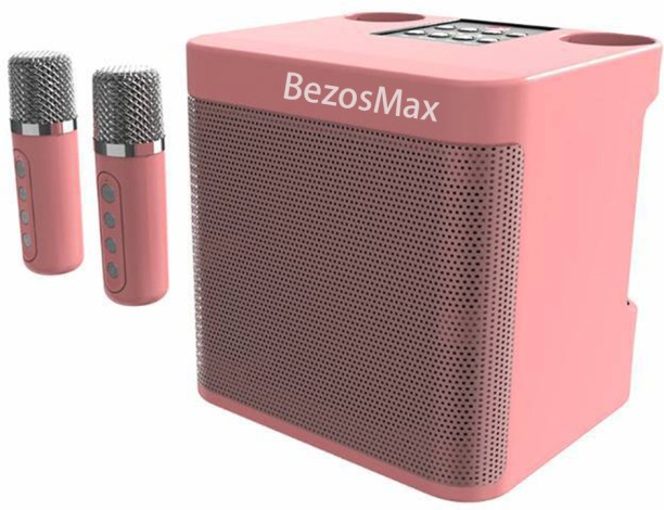 BezosMax Portable Bluetooth Karaoke Speaker with 2 Wireless Mics, Home KTV System with 5 Voice & 7 Sound Effects, Bluetooth 5.0 PA Speaker Support Aux & TV Connection for Party Singing Bluetooth Home Audio Speaker 2.0