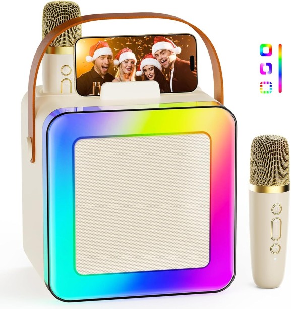 Bloo Mini Karaoke Machine for Kids Adults, Portable Bluetooth Speaker with 2 Wireless Microphones, Karaoke Toys for Family Party, Birthday Gifts for Girls Ages 4, 5, 6, 7, 8, 9, 10, 12+ Bluetooth Home Audio Speaker 2 Way Speaker