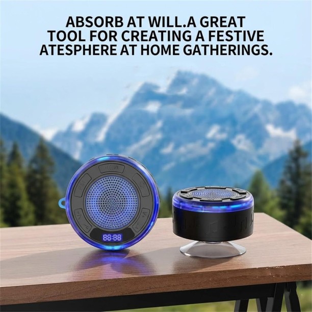 Happyfun S3 Ultra – Ipx7 Waterproof Shower Speaker with RGB Light & LED Display Bluetooth Home Audio Speaker 2.0