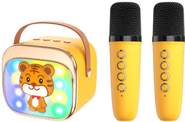 spark Speaker Mini Karaoke Machine for Kids Adults, Birthday Gifts for 3, 4, 5, 6, 7, 8, 9, 10, 11, 12 Years and Over, LED Portable Bluetooth Speaker with 2 Wireless Microphones, Small Music Gift Toy, Suitable for Girls Boys to Sing Bluetooth Home Audio Speaker Mono