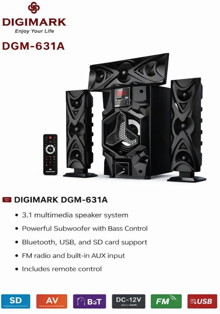 digimark Multi Media Speaker System Bluetooth Home Audio Speaker 3.1