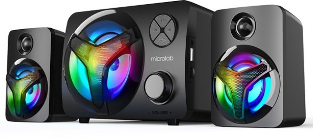 Microlab U210 2.1CH 11-Watt Subwoofer USB-Powered LED Speaker With Bluetooth, 1X AUX, USB, TF Card Slot And Built-In FM Radio Bluetooth Laptop/Desktop Speaker 2.1