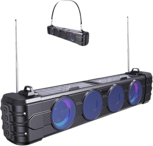 Generic Portable Double Solar Speaker Bluetooth Wireless Outdoor Speaker Long Radio TF Card U Disk HiFi Sound Quality Double Speaker Color Light Mobile Phone Stand (Blue) Bluetooth Portable Speaker 2.0