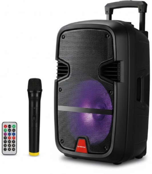 FINNTECK Bluetooth Party Speaker with Dual Woofer, LED Lights, Heavy Bass, Wireless Mic, Remote Control, Portable Trolley Speaker Bluetooth Party Speaker 2.1