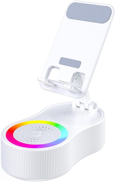 marevic 5.3 Induction Speaker,Cell Phone Stand with Wireless Bluetooth Speaker,5 in1 iPhone Holder with Colorful Light,Emergency Rechargeable Stand for Tablet iPhone Android Phone, Gifts for Men Women Bluetooth Portable Speaker Stereo