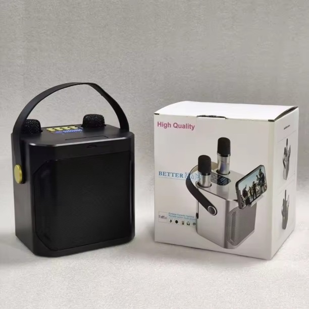 Happyfun Karaoke Machine Portable Bluetooth Karaoke Speaker with 2 Wireless Microphones Bluetooth Portable Speaker 2.0