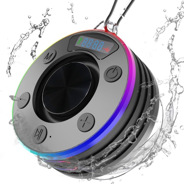 marevic Bluetooth Shower Speaker RGB Lights, Suction Cup Bluetooth Smart Speaker 5.2