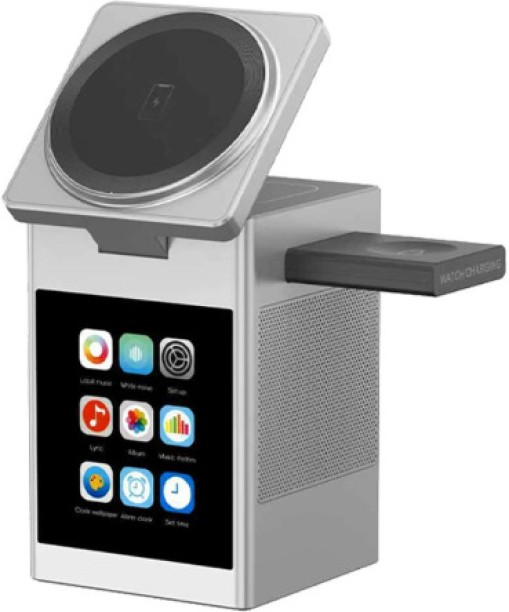 fantasy town Speaker three-in-one desktop wireless charger multi-function touch screen Bluetooth speaker with alarm clock desktop wireless charging Bluetooth Smart Speaker Mono