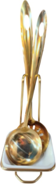 Buds Gold 3 Piece Dishing Spoon With Holder Spoon Serving Set