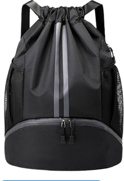 HOME GYM Large Sports - Gym Backpack with Drawstring - Black