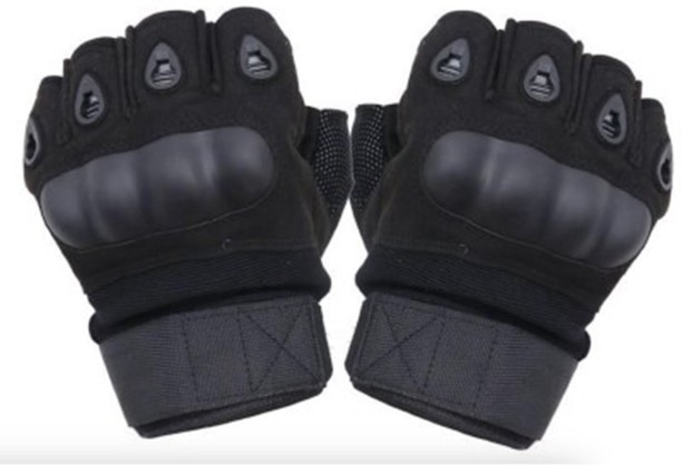 Generic Tactical Gloves Military Rubber Hard Knuckle Gloves - Black Climbing Gloves