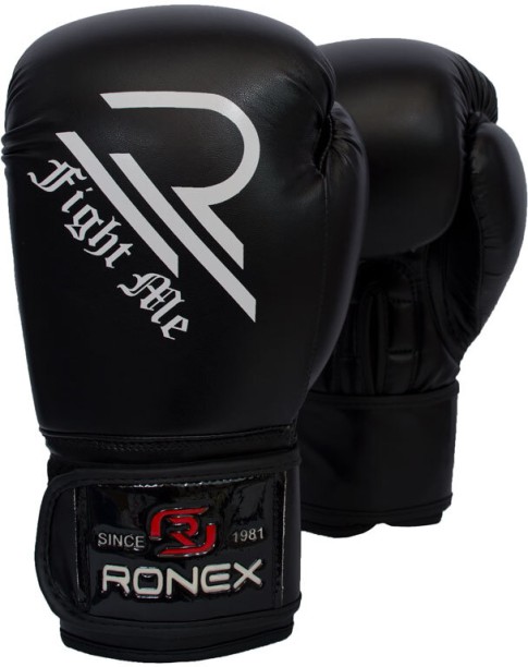 Ronex Boxing Gloves PU Flex Series (Black-White 10oz Boxing Gloves