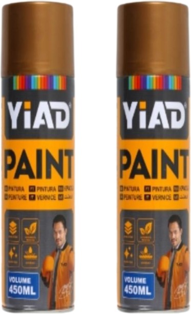 YiAD 59851 450ml 2-Piece Gold Spray Paint #351 Metallic Flammable Spray Paints
