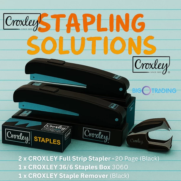 Croxley 2x Staplers/ 1x Staples Box/ 1x Staple Remover Stapler