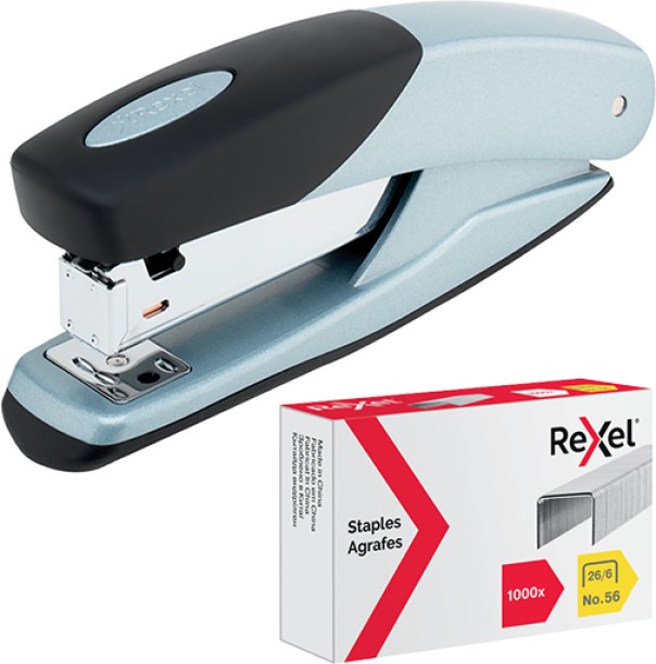 Rexel Torador Full Strip Metal + No.56 Staples Box of 1000 Silver/Black Bundle NA  Stapler