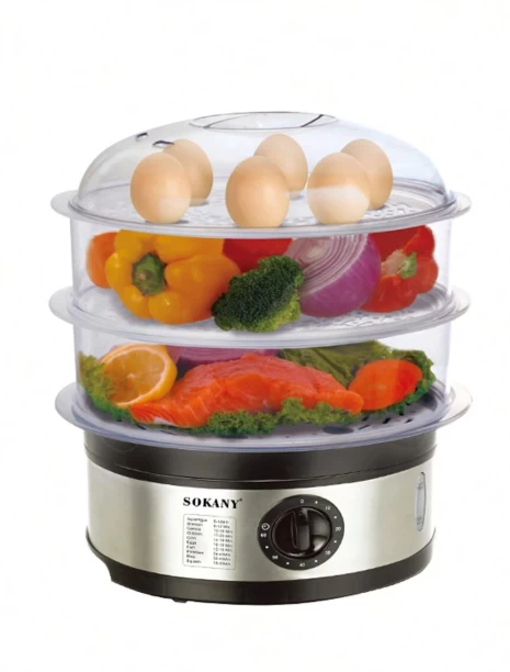 Sokany 11 LitreHome Steamer Pot With Multi-functional Steaming Baskets, 3-tier High Capacity Steamer