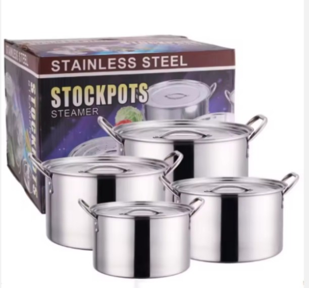 Generic 4-Piece Stainless Steel Stockpot & Steamer Set with Lids Steamer
