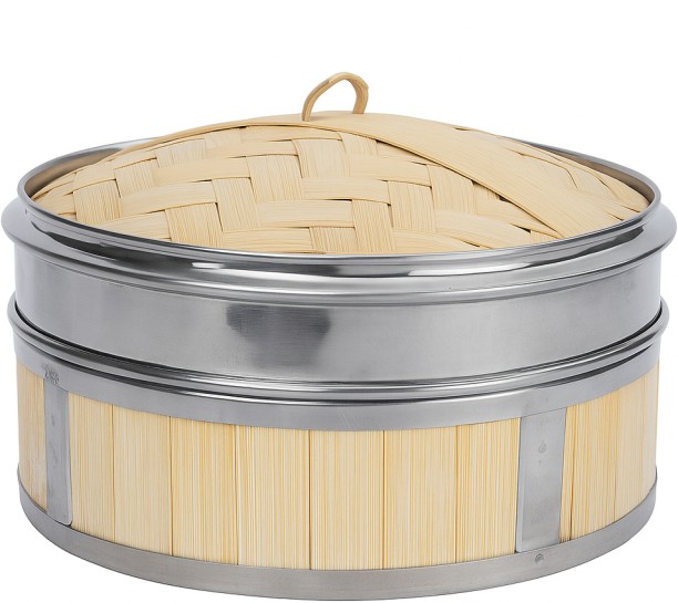 Cassie Dee Stainless Steel Bamboo Basket and Lid Steamer