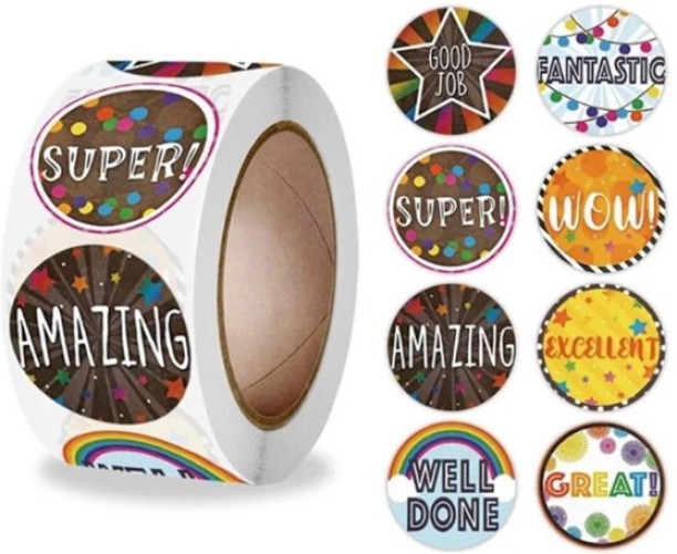 Miss Bliss Imports 2.5 cm English Teacher Fantastic Sticker 500pc Self Adhesive Sticker