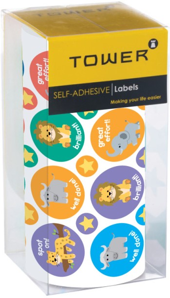Tower 20.3 cm Big 5 Animals - English Self Adhesive Sticker