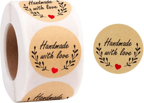 Miss Bliss Imports 2.5 cm Kraft hand made with love Business stickers bakery florist gift 500 pieces Self Adhesive Sticker